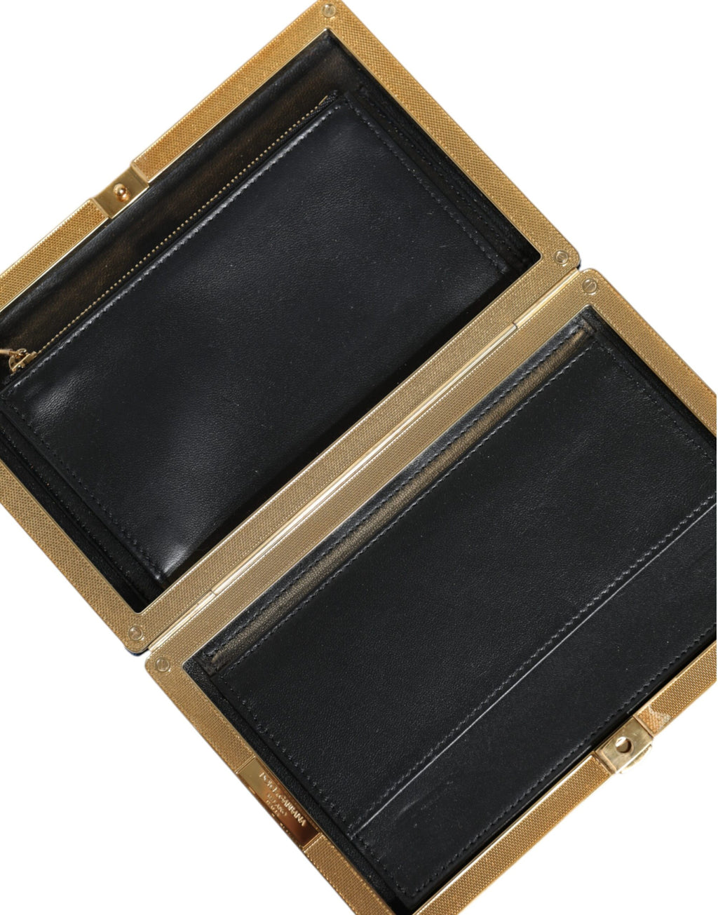 Sac pochette Dolce & Gabbana en velours bleu avec cadre doré, idéal pour soirée et événements élégants.