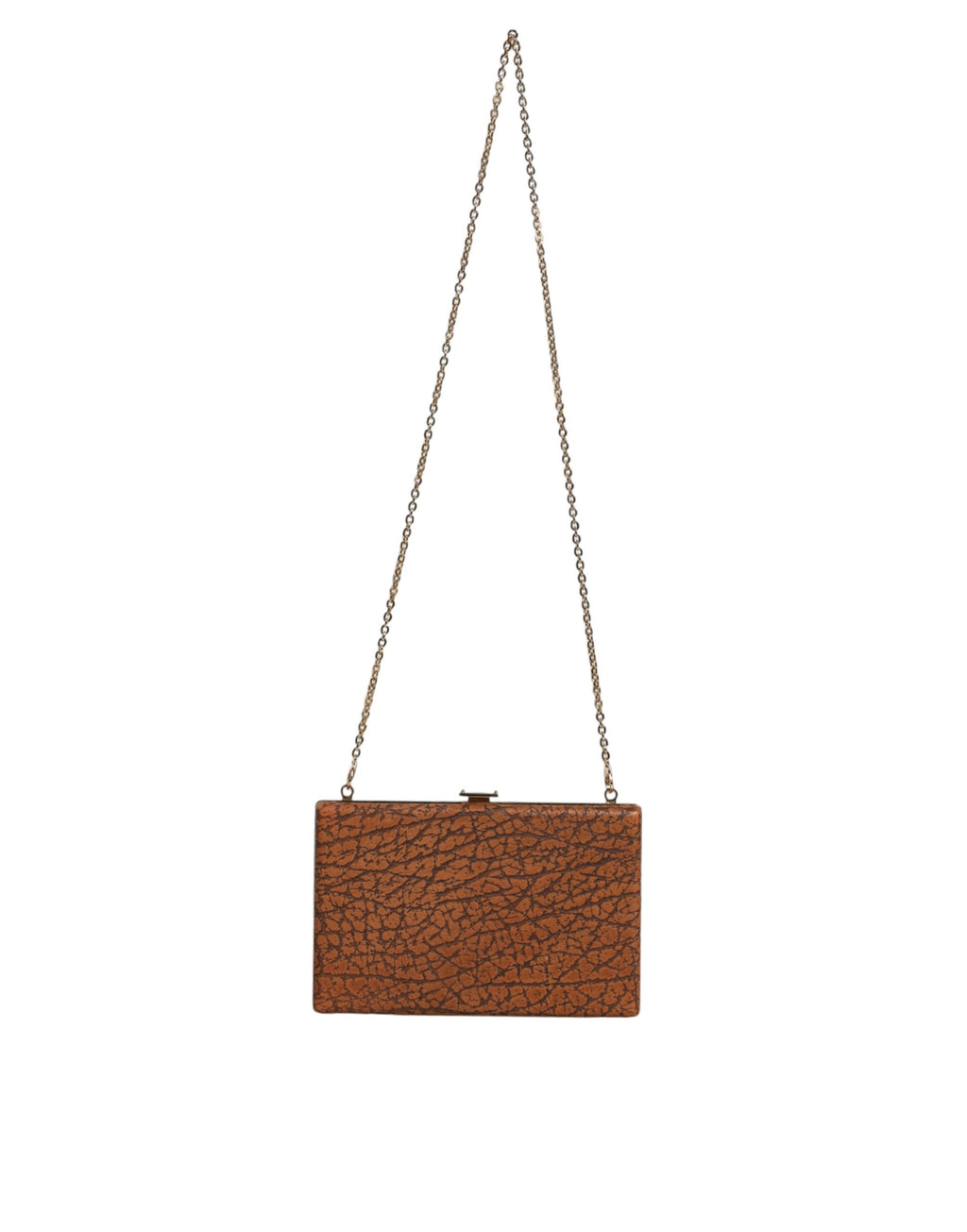 Mini sac à bandoulière Dolce & Gabbana en cuir marron avec cadre doré, style clutch et sac croisé élégant.
