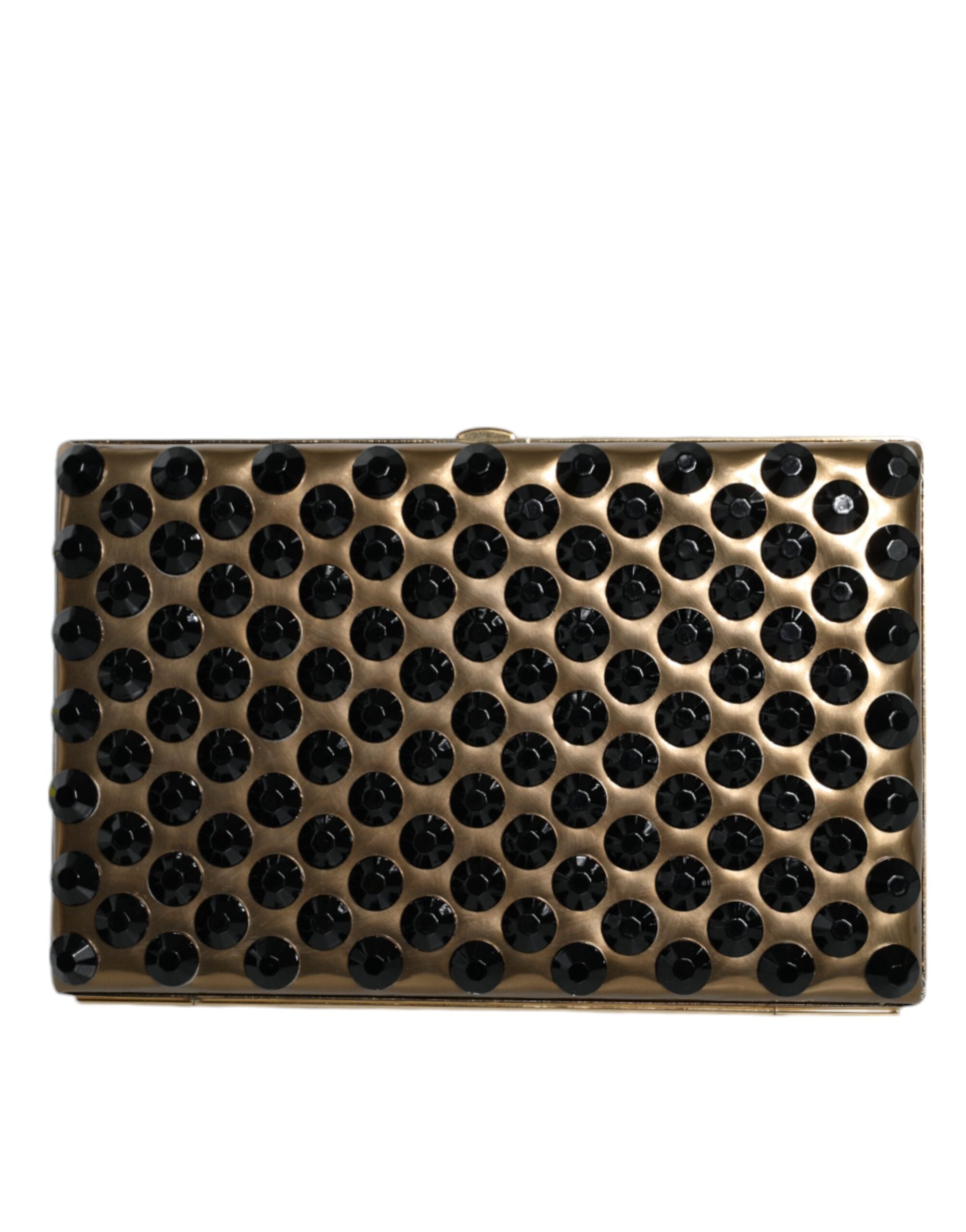 Pochette Dolce & Gabbana en or avec cristaux, pliable, pour soirée et fête, sac à main pour femme élégante.