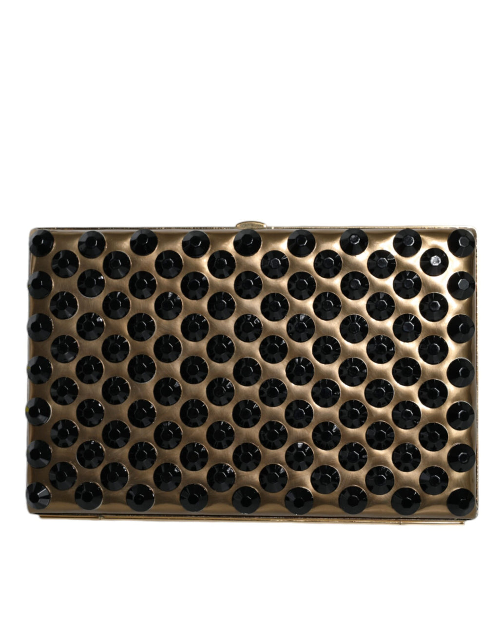 Pochette Dolce & Gabbana en or avec cristaux, portefeuille bifold pour soirée ou fête pour femmes.