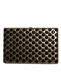 Pochette Dolce & Gabbana en or avec cristaux, portefeuille bifold pour soirée ou fête pour femmes.