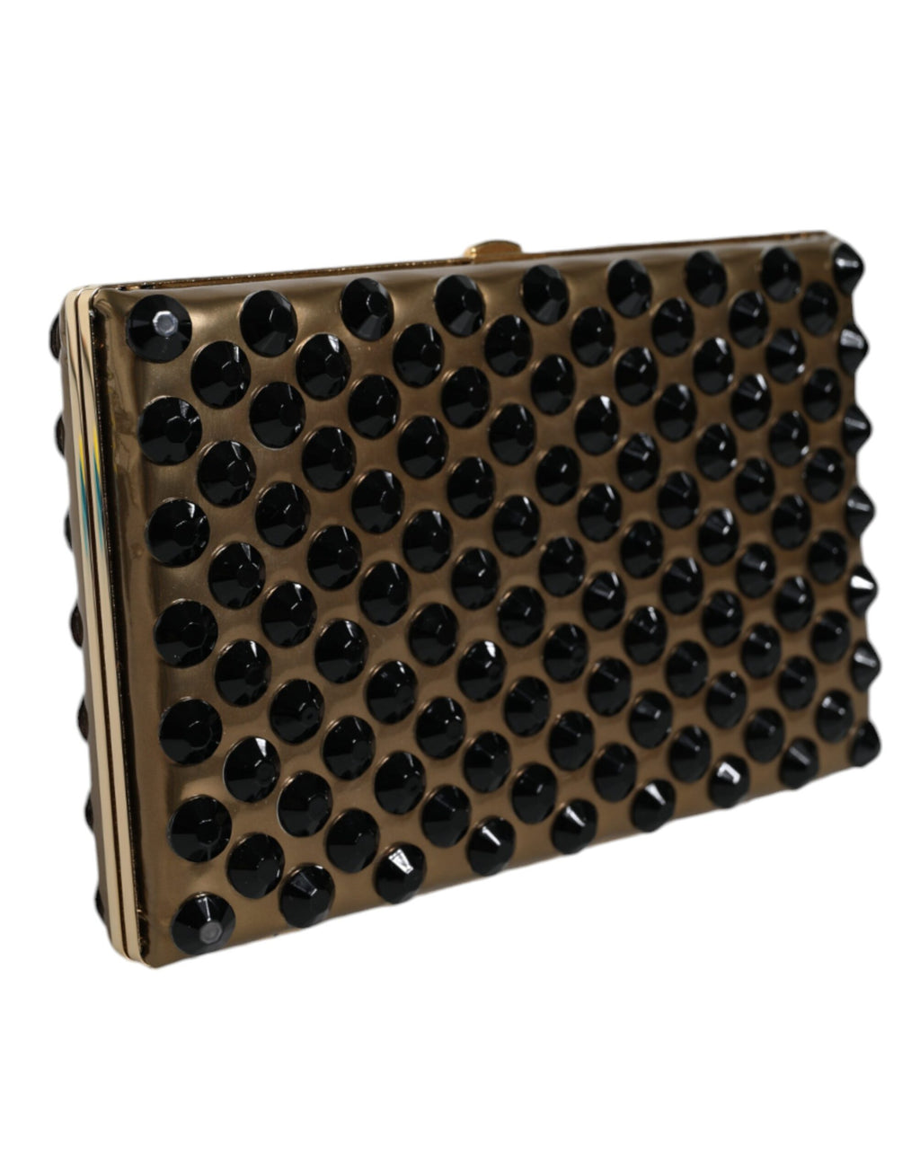 Sac pochette Dolce & Gabbana en or avec cristaux, portefeuille pliant élégant pour soirée et occasion spéciale pour femmes