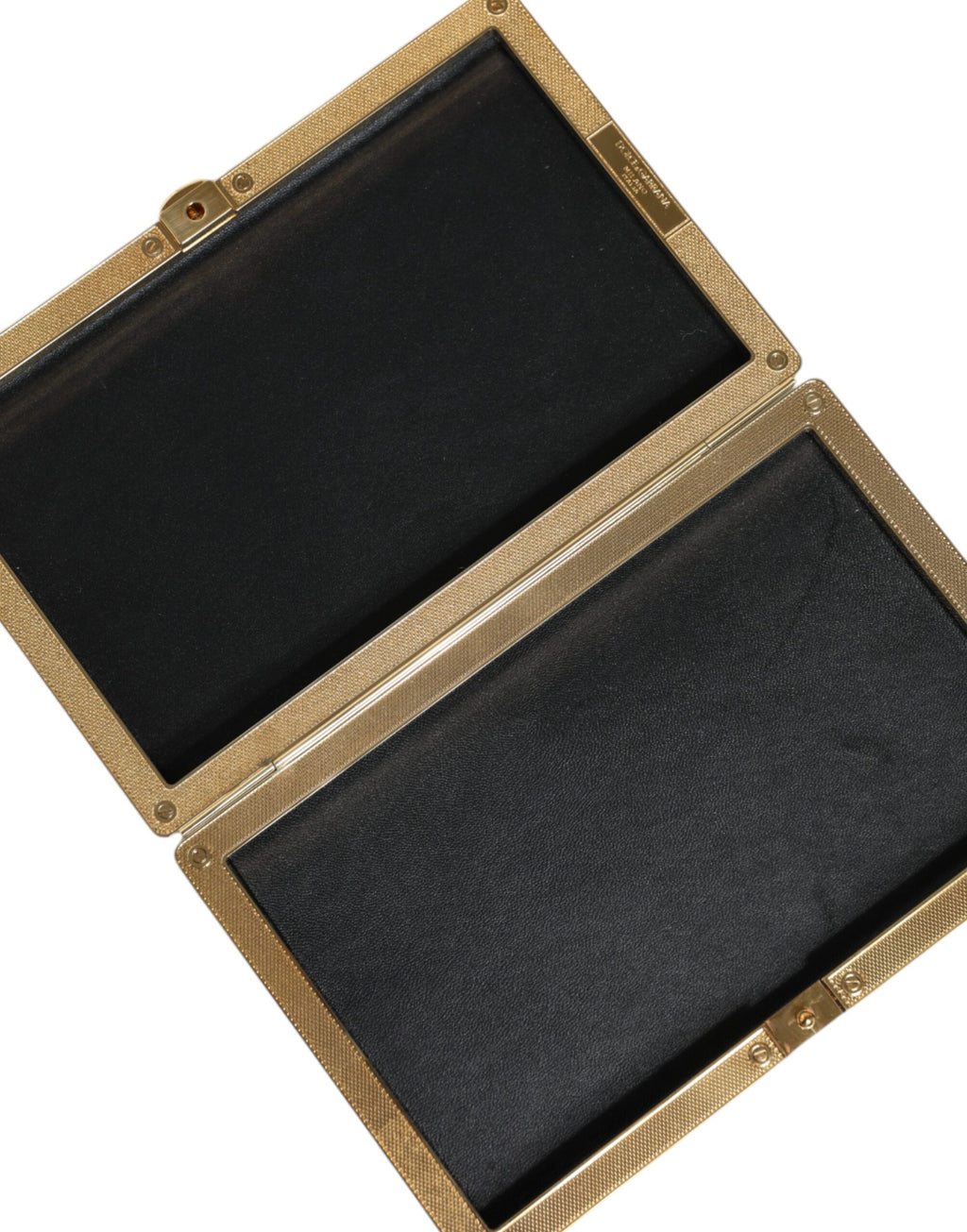 Sac à main femme Dolce & Gabbana en cuir doré avec cristaux, pochette bifold pour soirée et fête.