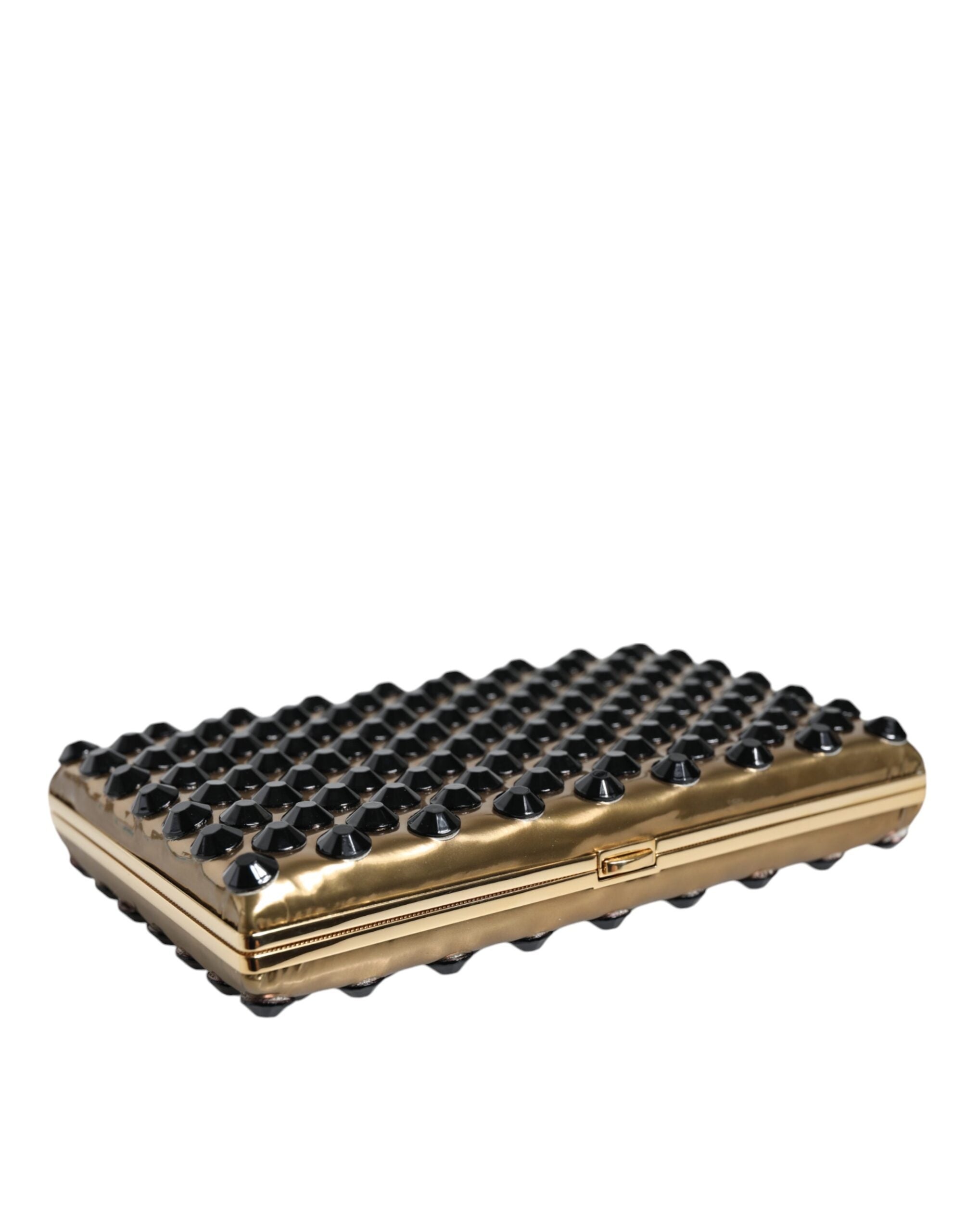 Pochette dorée Dolce & Gabbana en cristal avec fermeture à rabat, idéale pour soirée et fête, pour femmes.