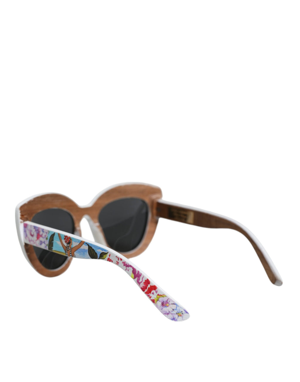 Lunettes de soleil Dolce & Gabbana multicolores avec cadre en laiton, cristaux et motif floral peint à la main.