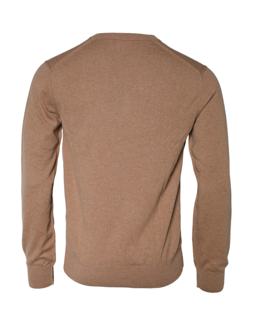 Pull en cachemire marron Dolce & Gabbana à col en V, pull-over élégant en tissu doux et chaud.