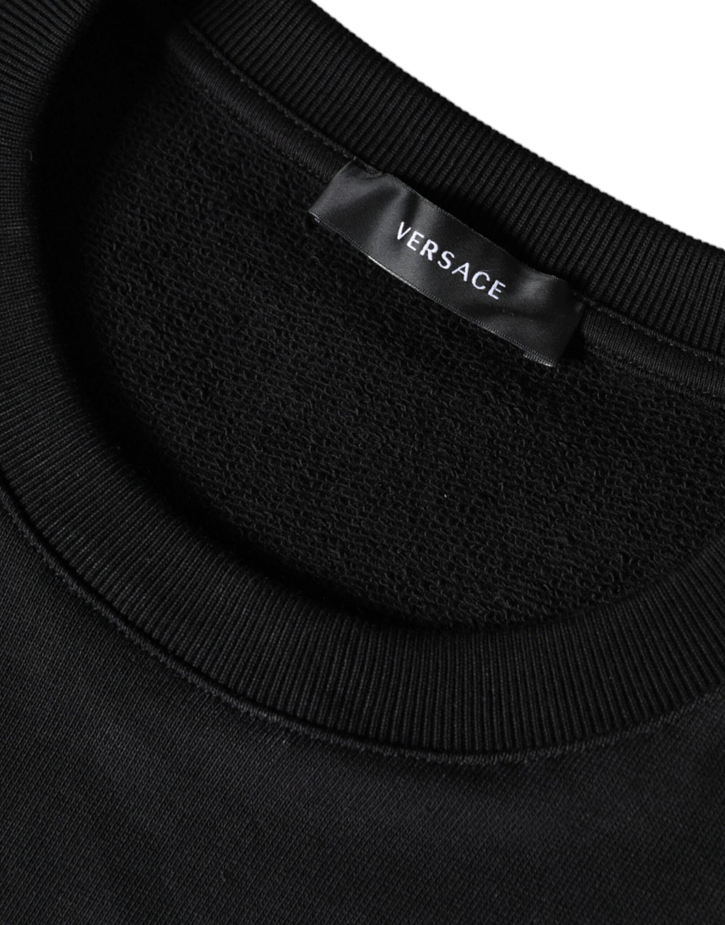 Sweat-shirt à col rond en coton noir Versace Medusa, pull décontracté avec logo emblématique, pour homme ou femme.