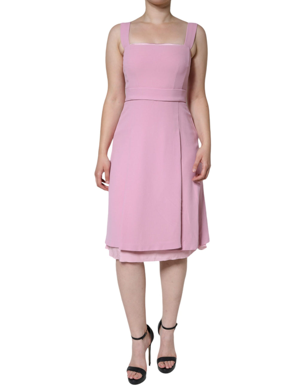 Robe sans manches rose Dolce & Gabbana, coupe évasée en viscose, style fluide et élégant pour femme.