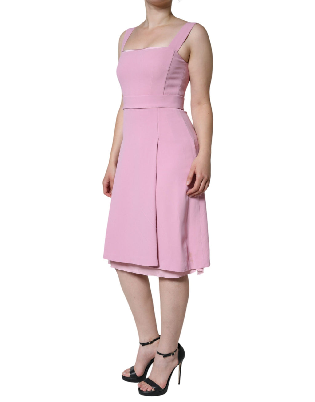 Robe sans manches Dolce & Gabbana rose à ligne évasée en viscose, style élégant et féminin.