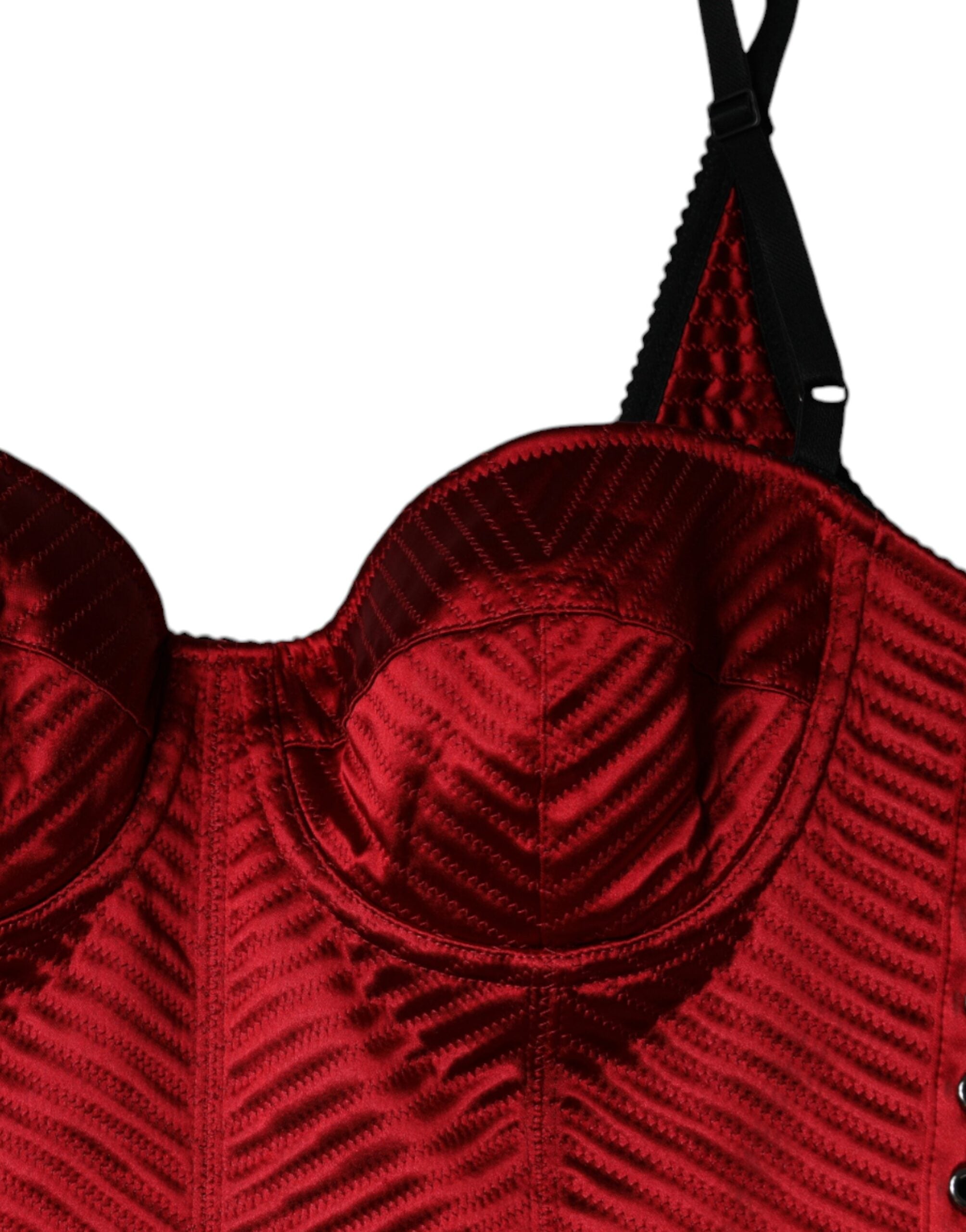 Robe midi rouge Dolce & Gabbana avec corset en dentelle et bustier ajusté, style bodycon élégant.
