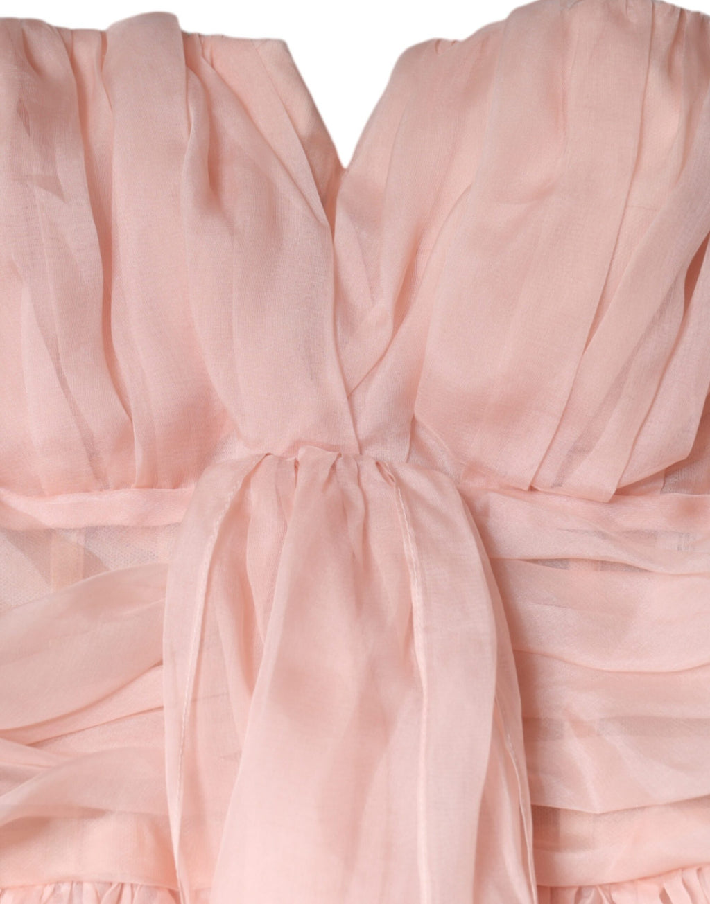 Robe longue bustier en soie rose de marque Dolce & Gabbana, coupe en A fluide et élégante.