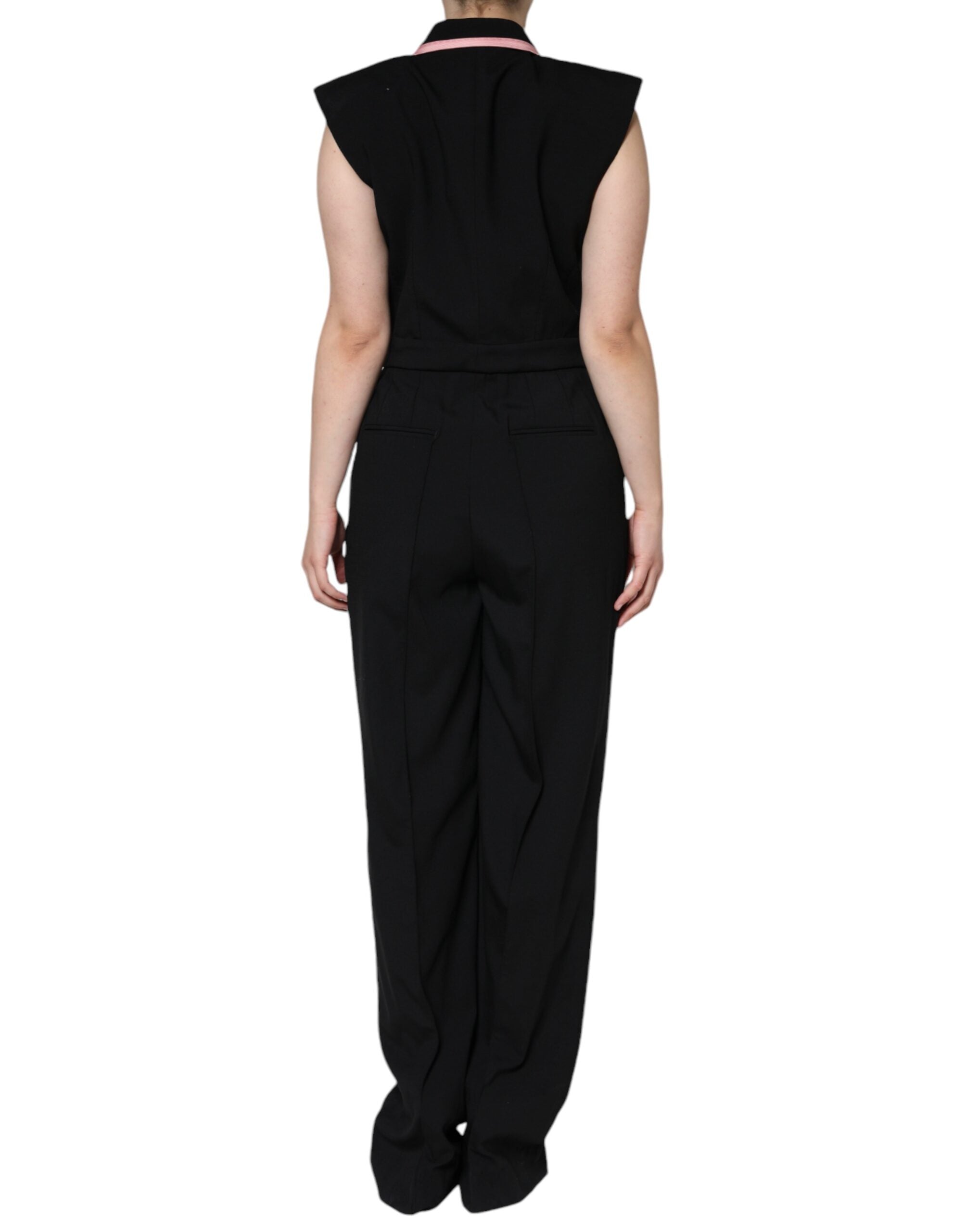 Combinaison sans manches en laine mélangée noire Dolce & Gabbana, vêtement élégant pour femme.