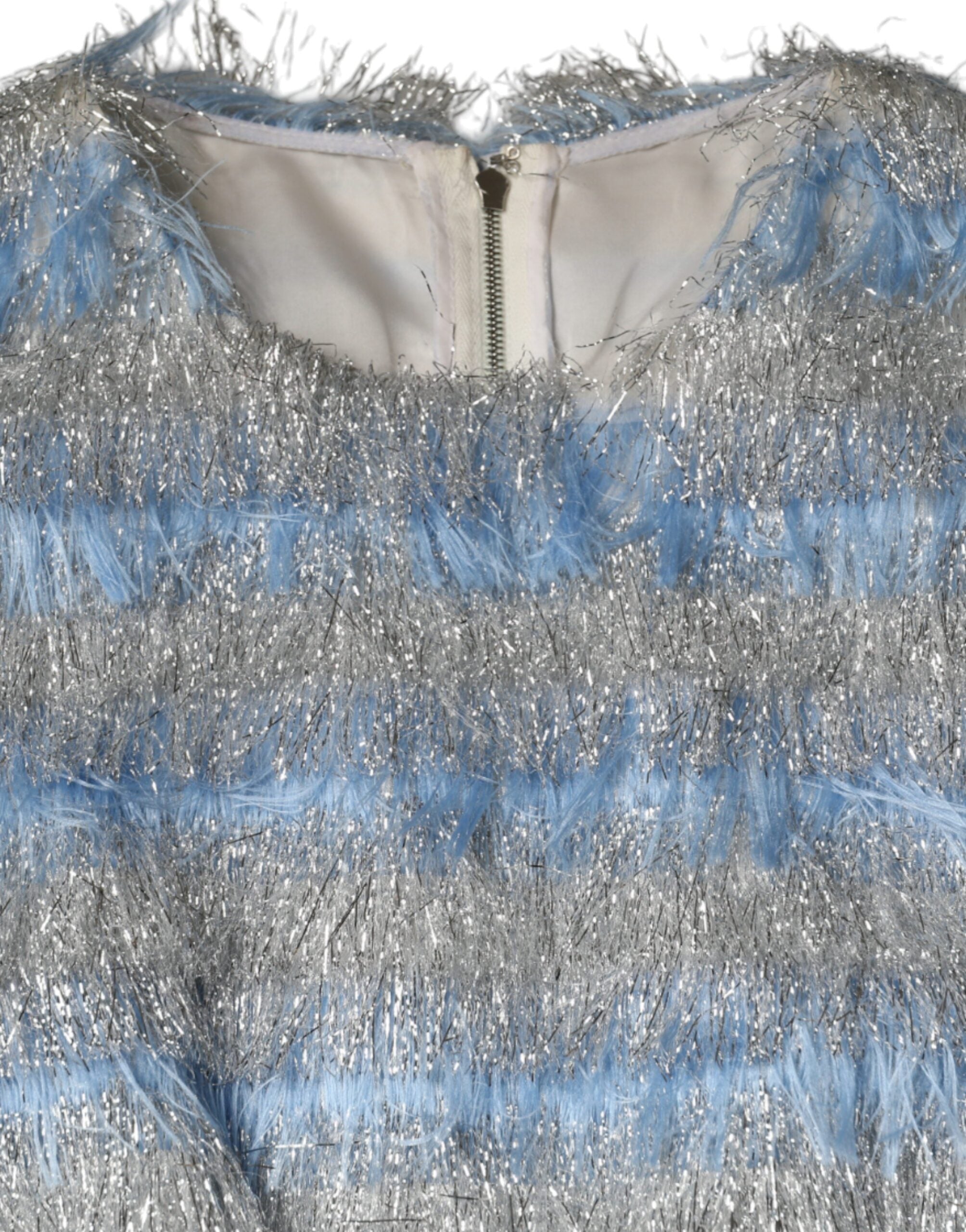 Robe midi en jacquard argenté Light Blue de Dolce & Gabbana, coupe en ligne A, élégante et tendance.