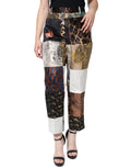 Pantalons en jacquard à taille haute Dolce & Gabbana avec patchwork multicolore, détails élégants et couture raffinée.