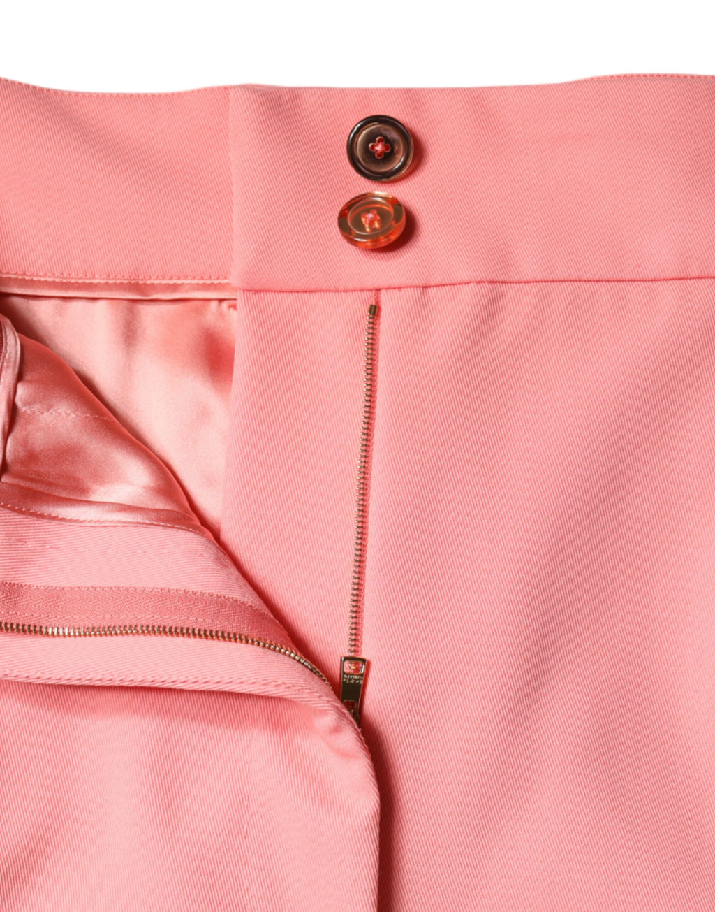 Pantalons taille haute en polyester rose rose Dolce & Gabbana, coupe tapered, vue de face.