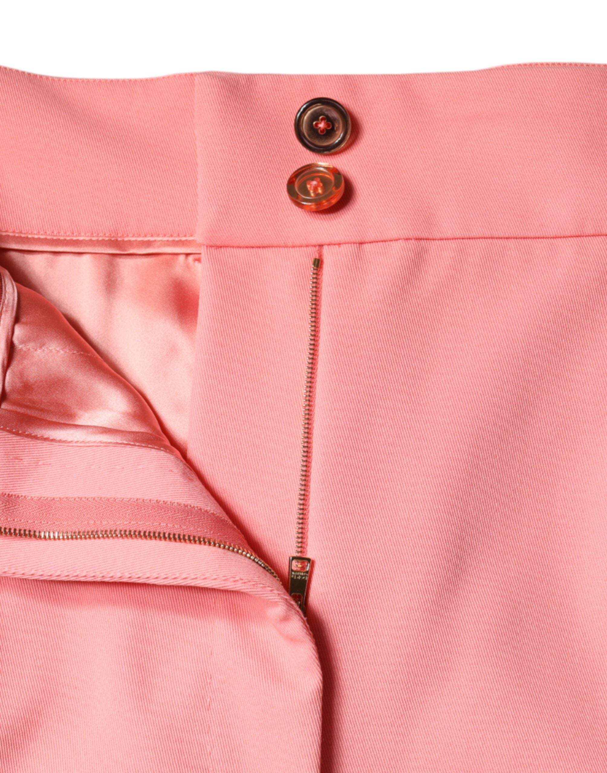 Pantalons taille haute en polyester rose rose Dolce & Gabbana, coupe tapered, vue de face.