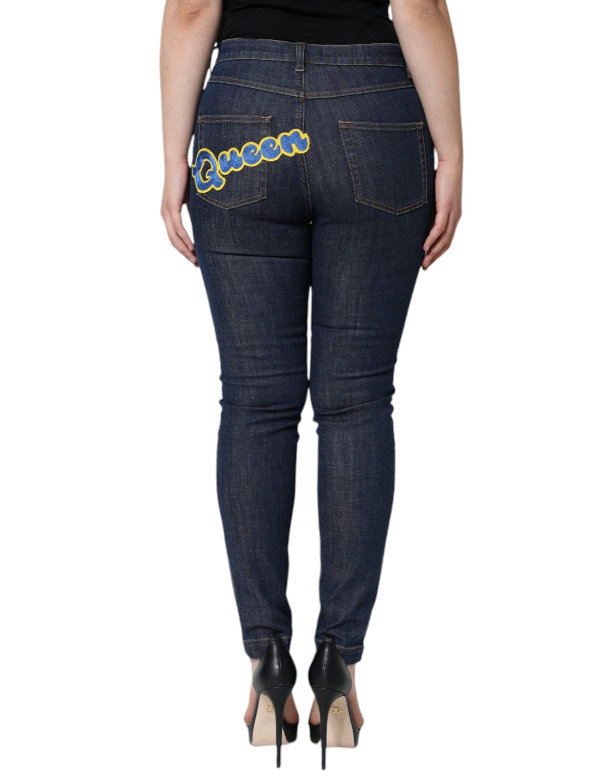 Jeans skinny en denim coton bleu foncé de Dolce & Gabbana, coupe ajustée et détails élégants.