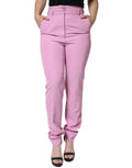 Pantalon tapered rose en polyester à taille haute pour femme de Dolce & Gabbana, vue de face.