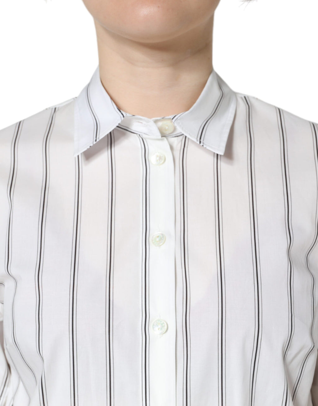 Polo à manches courtes blanc avec rayures et col Dolce & Gabbana, style élégant et décontracté pour homme.