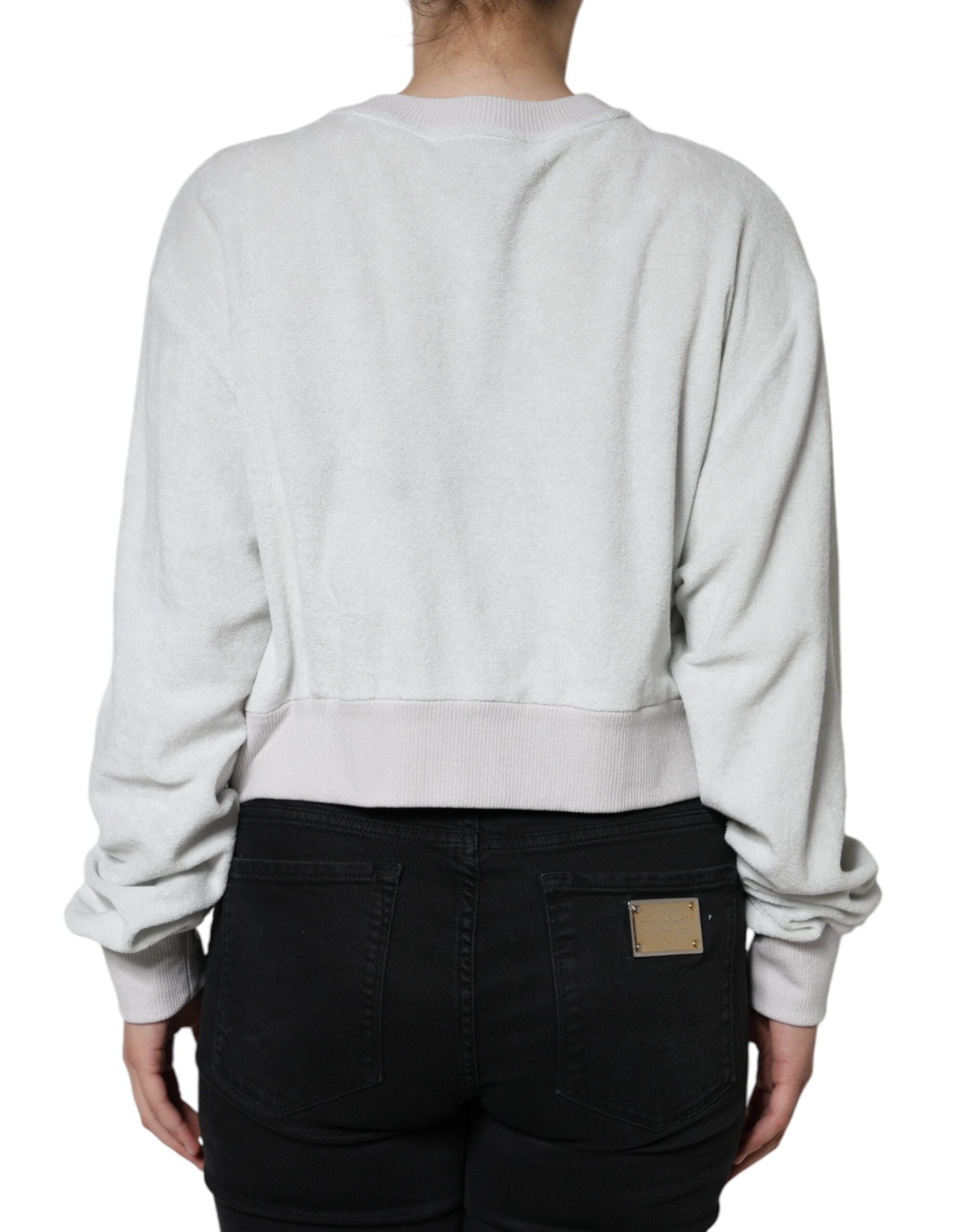 Pull-over blanc en nylon stretch de Dolce & Gabbana, col ras du cou, pull élégant et confortable pour homme.