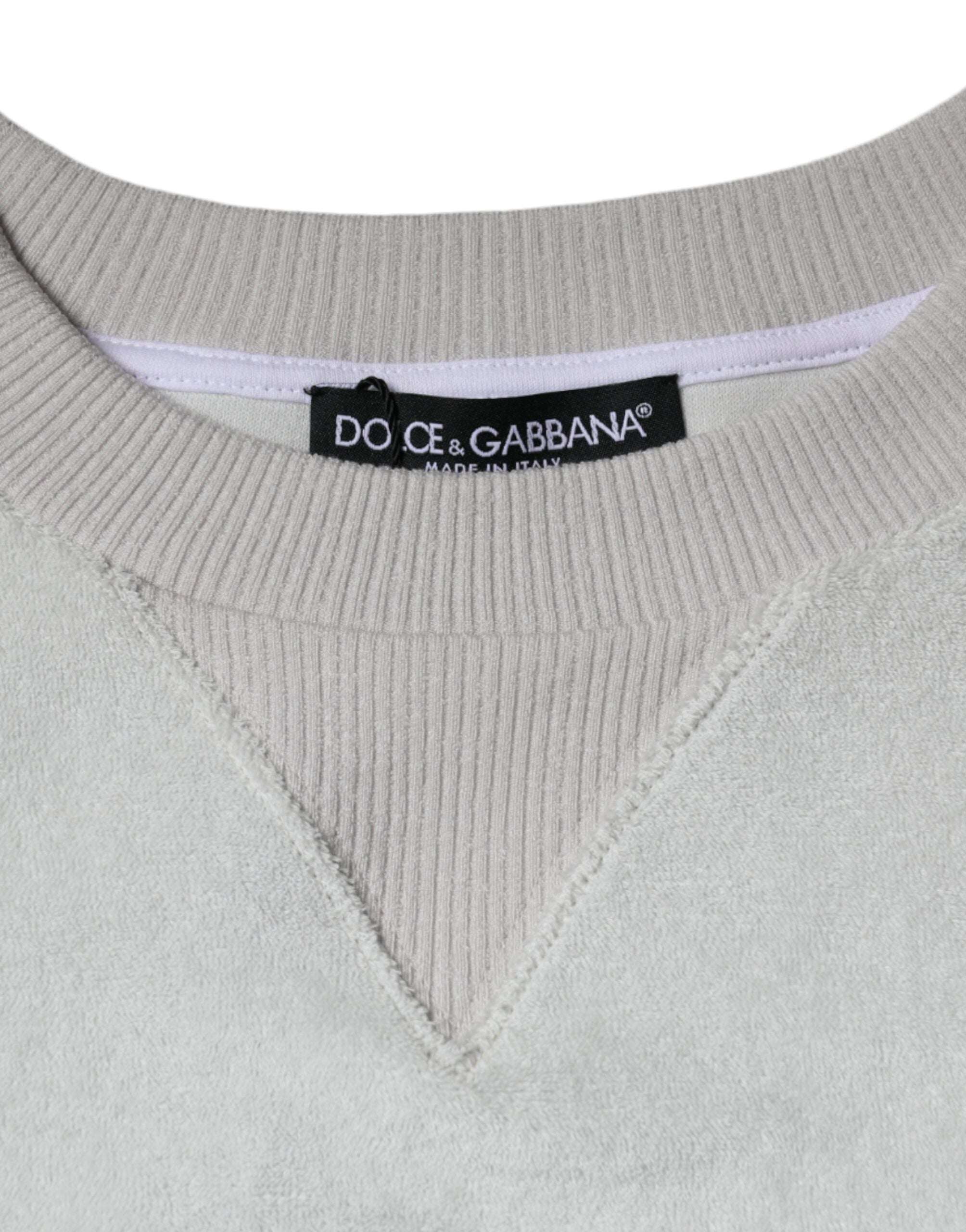 Pull à col ras du cou en nylon blanc de Dolce & Gabbana, pull-over stretch élégant et confortable, visible sur l'image.
