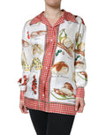 Chemise Dolce & Gabbana à col avec motif pain multicolore, tissu léger et style élégant pour femme.