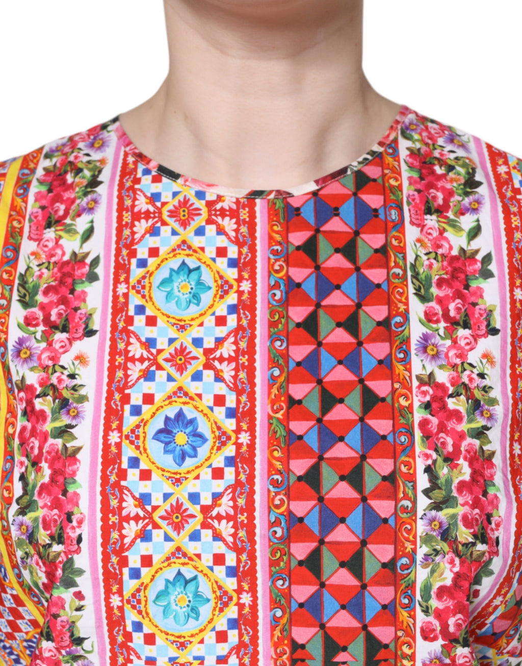 Débardeur Dolce & Gabbana en coton multicolore à motif floral Carretto, avec détails colorés et style élégant.