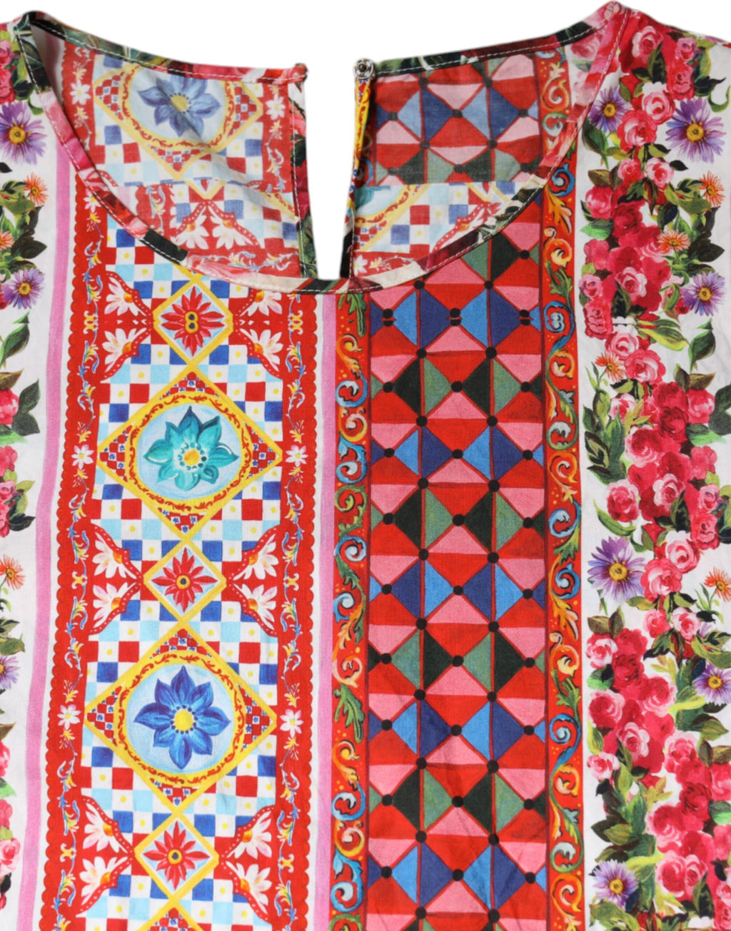 Débardeur en coton multicolore Dolce & Gabbana avec motif floral Carretto, manches sans manches et coupe décontractée.
