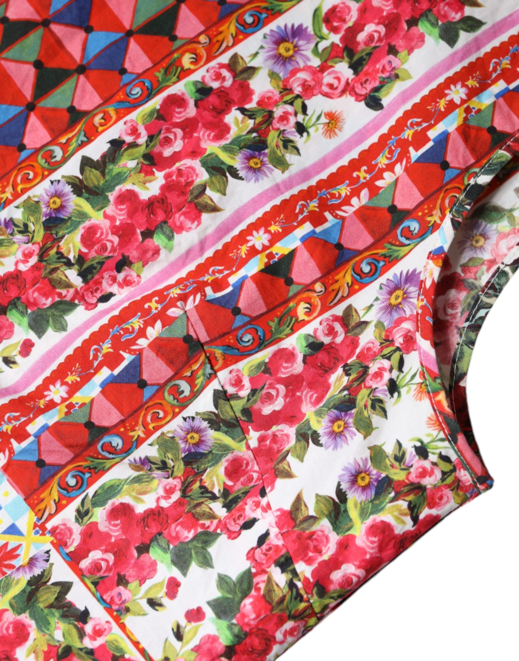 Débardeur en coton multicolore Dolce & Gabbana avec motif floral Carretto, léger et élégant.