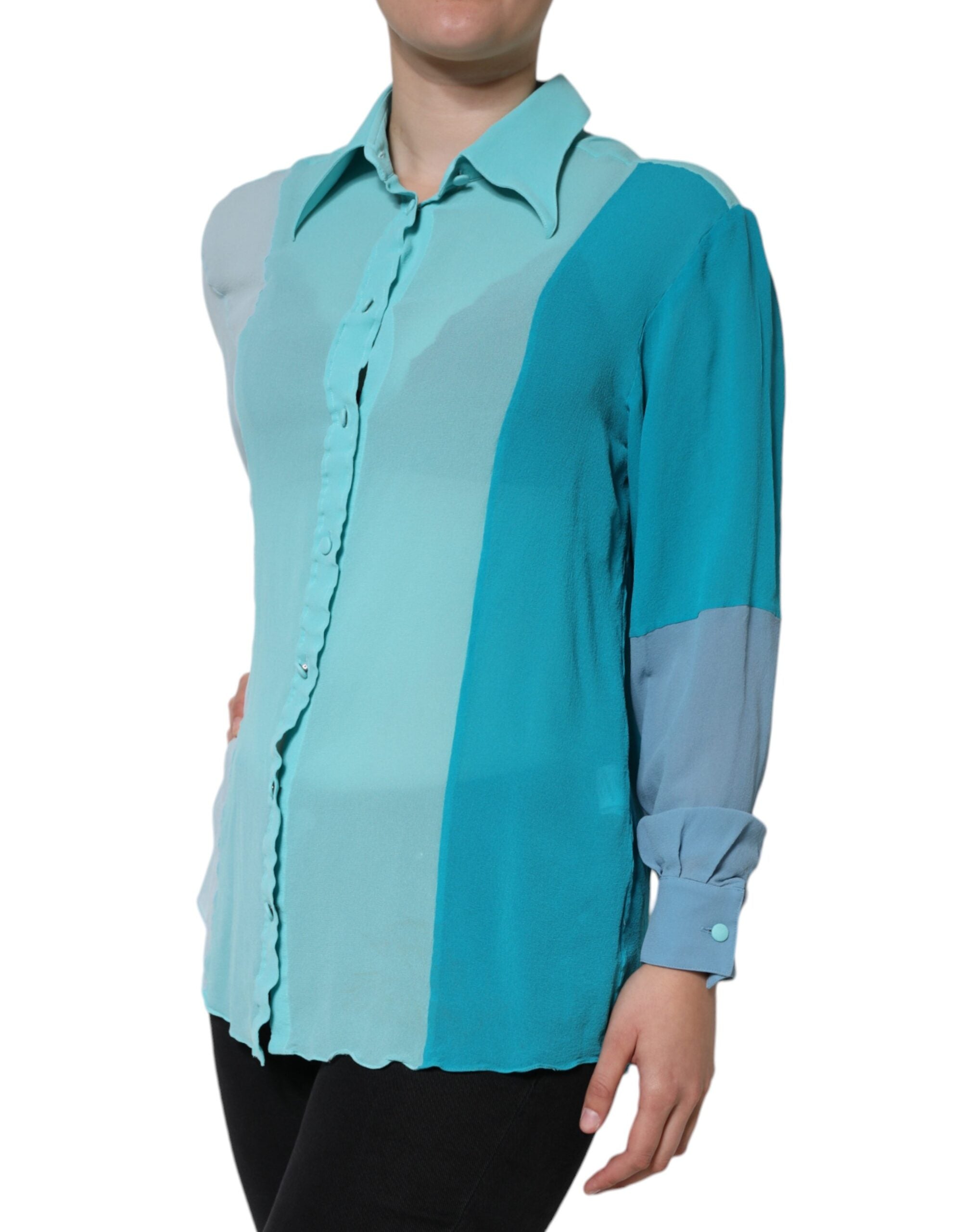 Blouse à manches longues Dolce & Gabbana multicolore avec boutons, style élégant et tissu fluide.