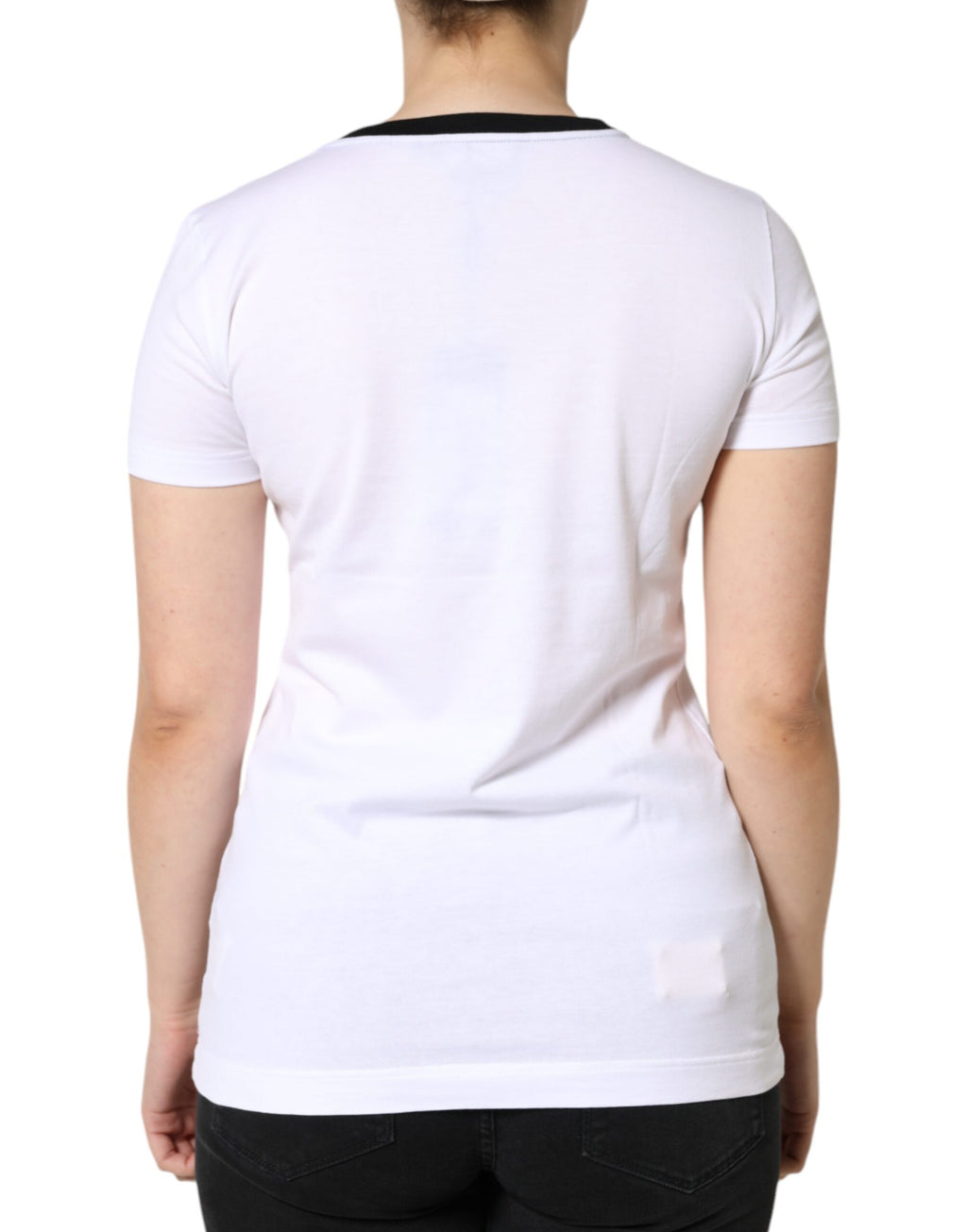 T-shirt blanc à manches courtes Dolce & Gabbana Eleganza en coton avec imprimé élégant et design moderne.