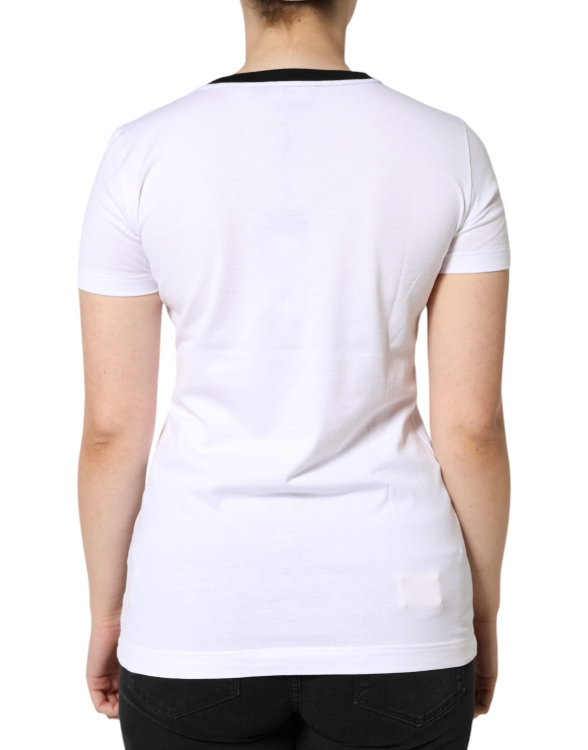 T-shirt blanc à manches courtes Dolce & Gabbana Eleganza en coton avec imprimé élégant et design moderne.
