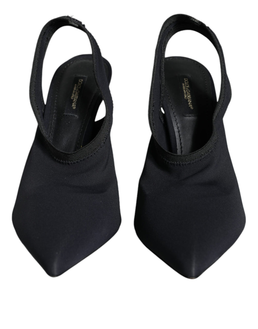 Chaussures à talons Dolce & Gabbana en jersey noir, sandales slingback élégantes et extensibles pour femmes.