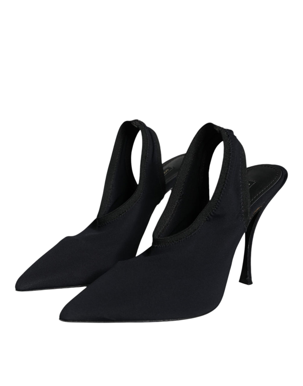 Chaussures à talons Dolce & Gabbana en jersey noir, sandales slingback élégantes et extensibles pour femmes.
