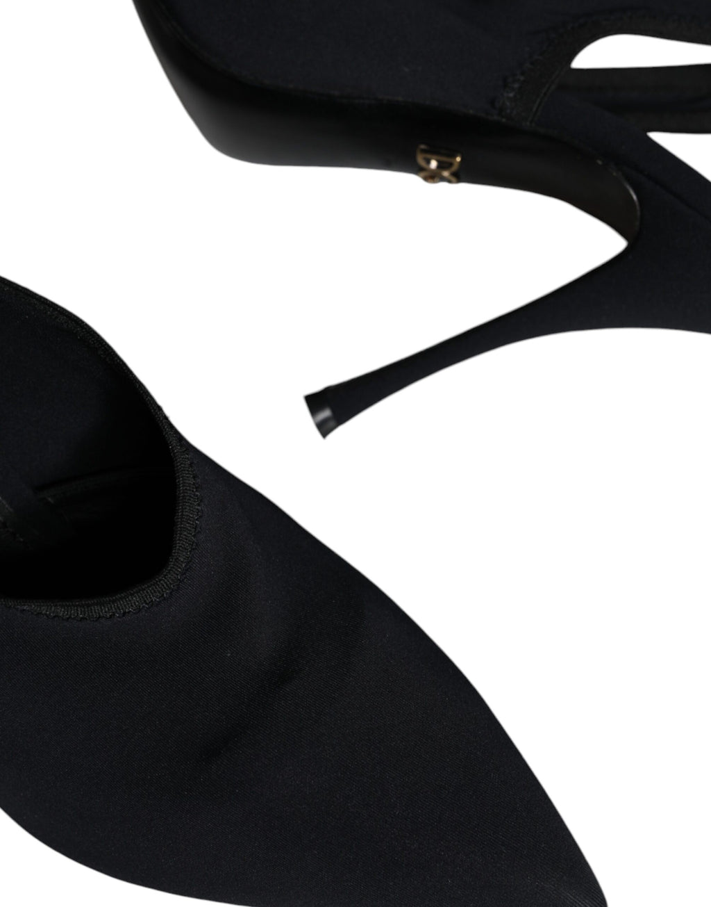 Chaussures à talons Dolce & Gabbana en jersey noir, talons élastiques et design slingback élégants.