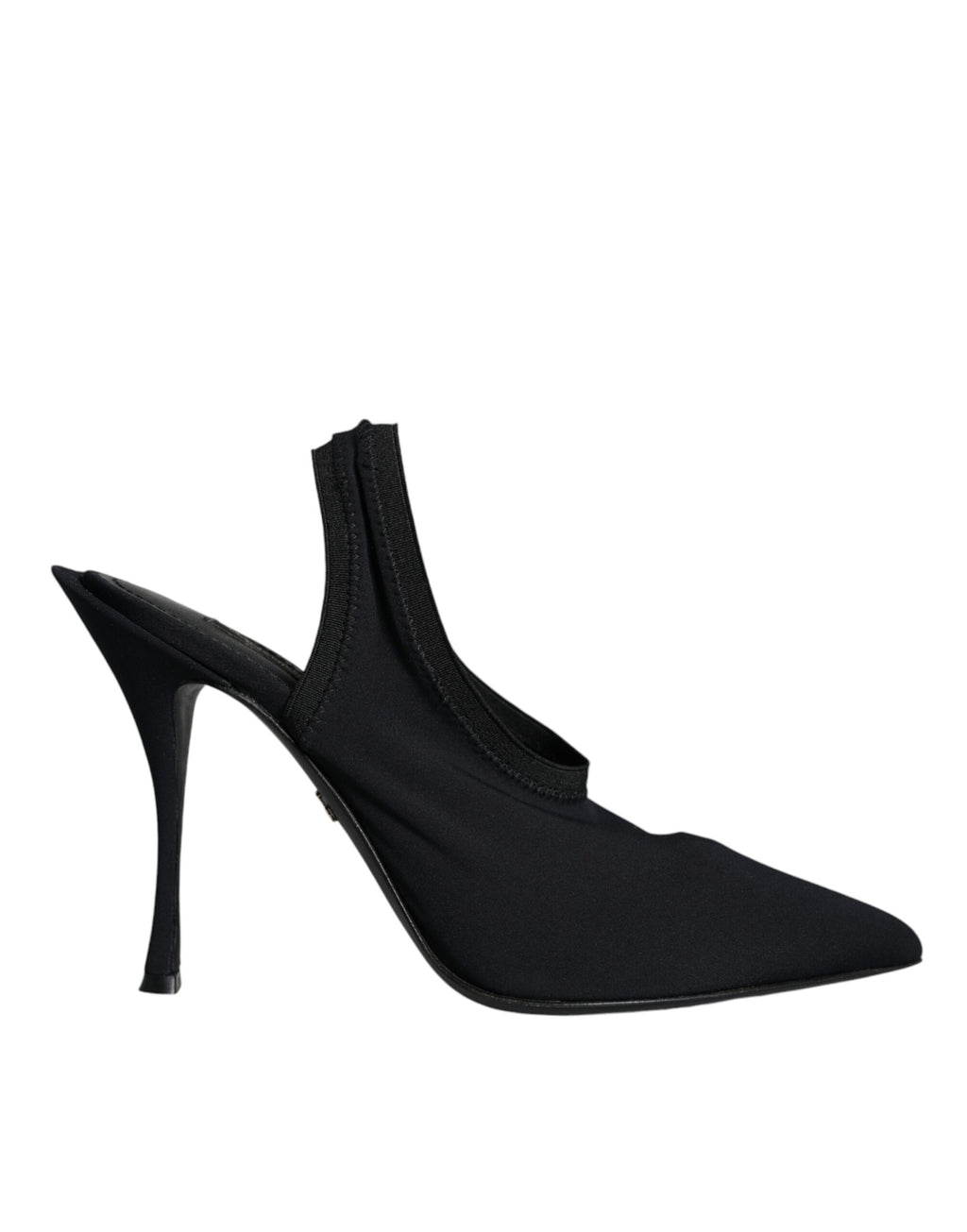 Chaussures à talons Dolce & Gabbana en jersey noir, sandales slingback élégantes et extensibles, pour femmes.