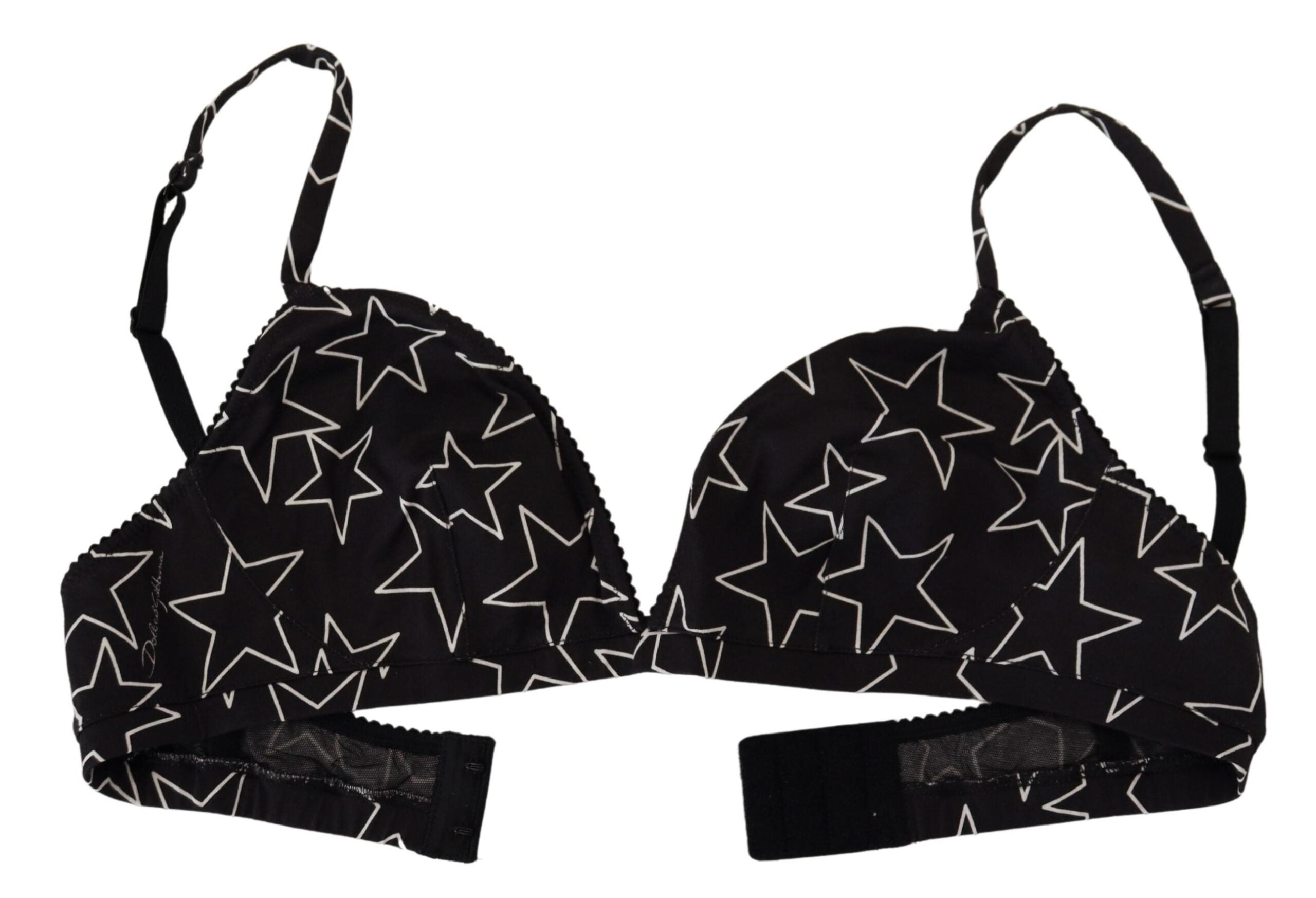 Soutien-gorge coton noir Dolce & Gabbana Millennials Star sans armatures, design élégant avec motif étoile.