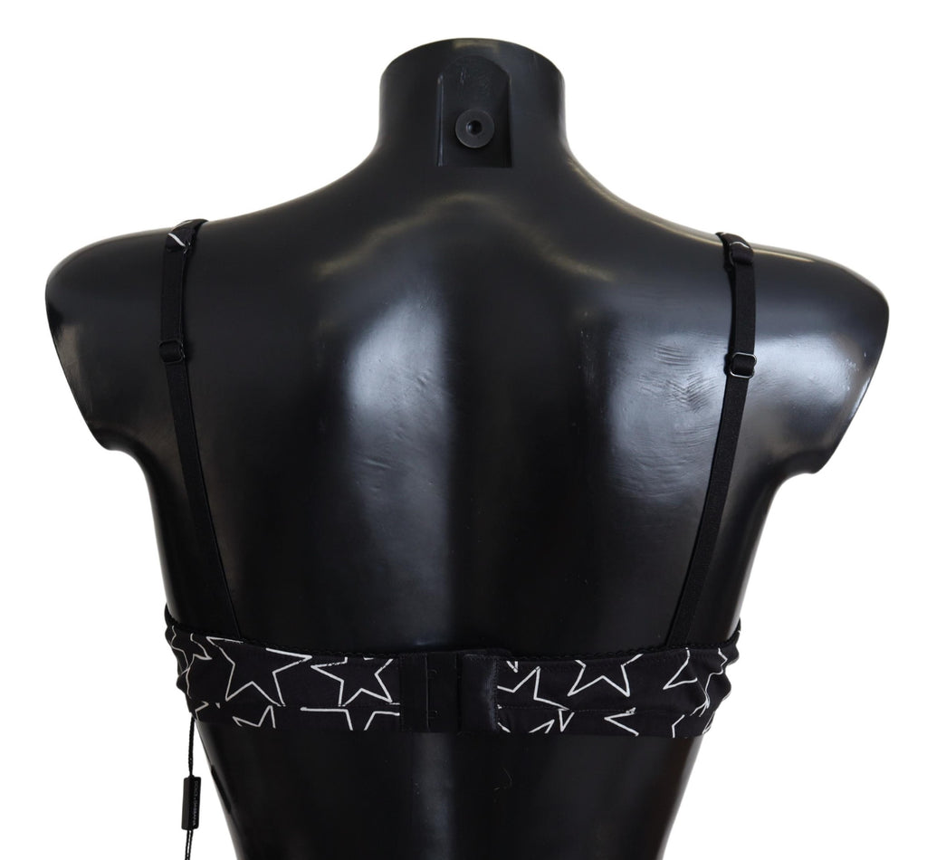 Soutien-gorge en coton noir Dolce & Gabbana avec étoiles Millennials, sans armatures, sous-vêtements élégants et confortables.