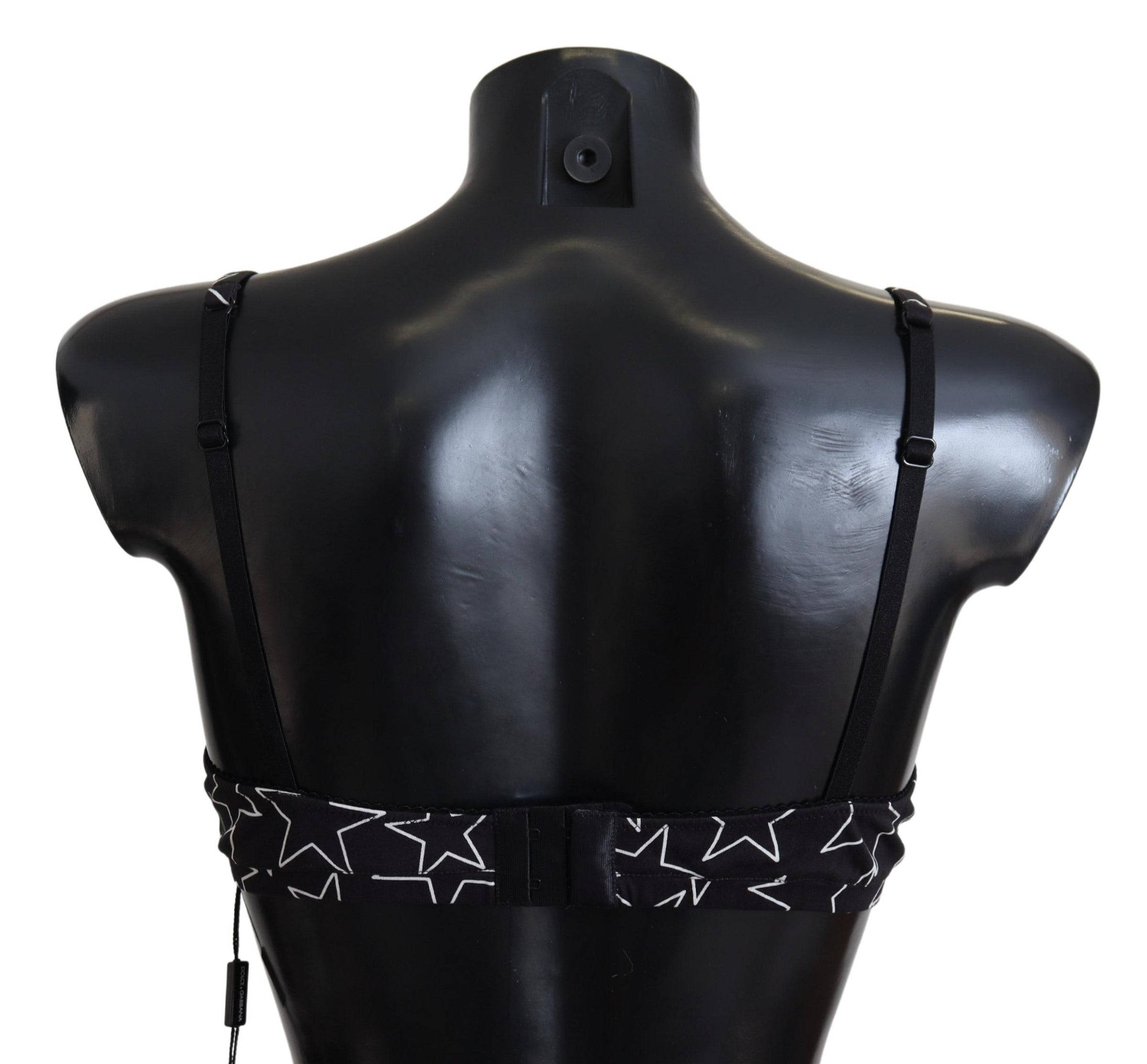 Soutien-gorge en coton noir Dolce & Gabbana avec étoiles Millennials, sans armatures, sous-vêtements élégants et confortables.