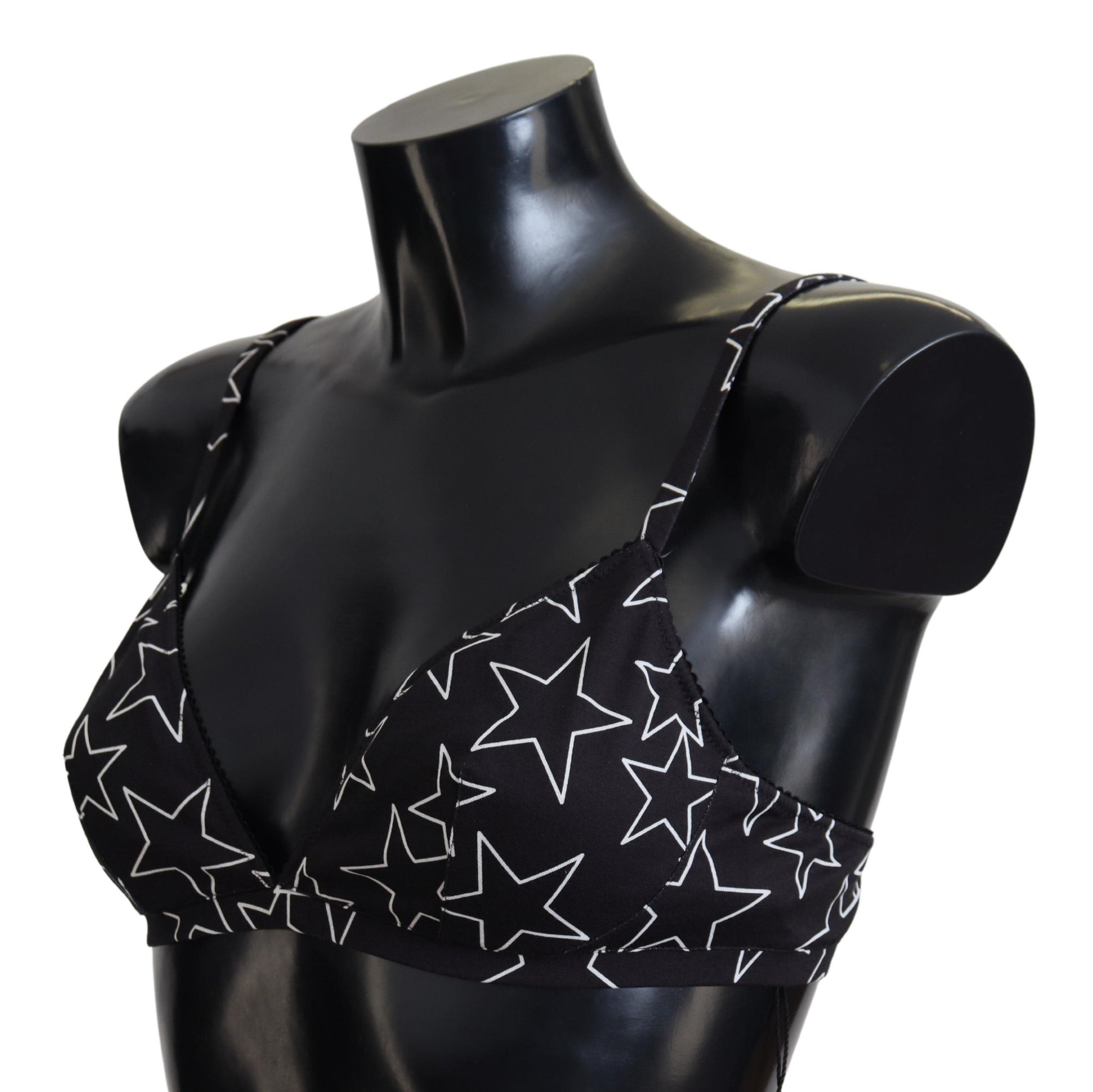 Soutien-gorge en coton noir Dolce & Gabbana Millennials Star, sans armatures, design élégant et confortable.