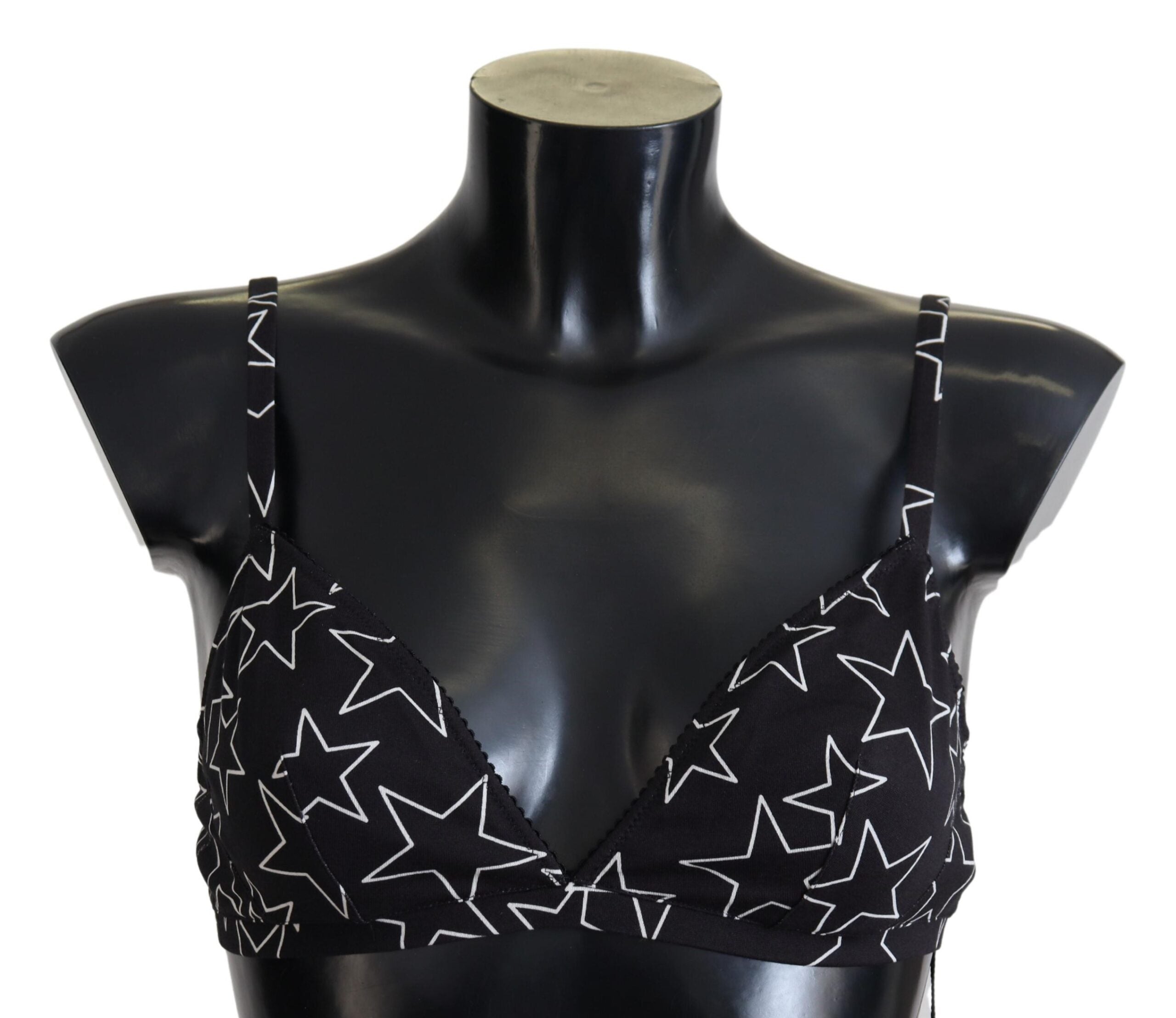 Soutien-gorge coton noir Dolce & Gabbana Millennials Star sans armatures, design tendance avec motifs étoile.