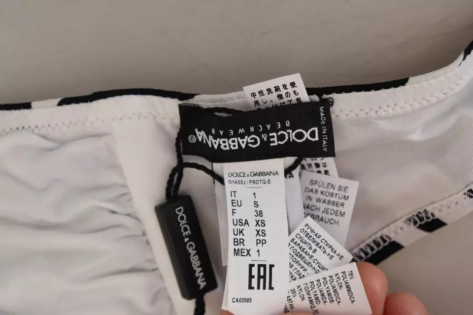 Bikini bandeau Dolce & Gabbana noir et blanc avec motif zèbre, haut de maillot de bain élégant pour femmes