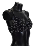 Soutien-gorge en coton noir Dolce & Gabbana Millennials Star sans armatures, design avec étoiles, sous-vêtements élégants pour femmes