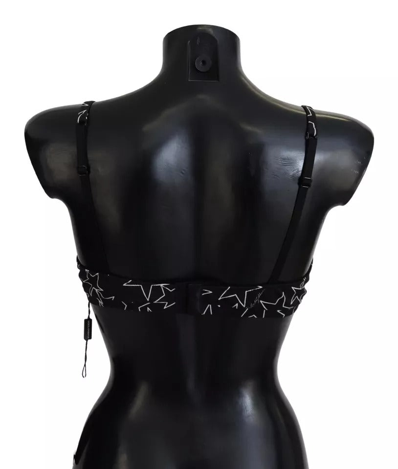 Soutien-gorge en coton noir Dolce & Gabbana Millennials Star sans armatures, design tendance et confortable.