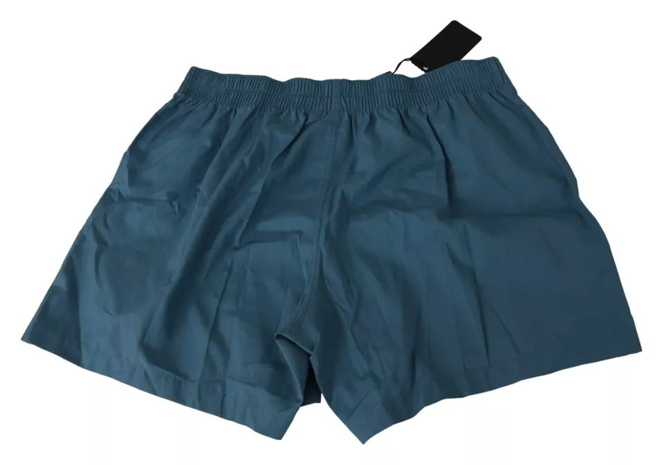 Boxers en coton bleu Dolce & Gabbana, sous-vêtements homme, coupe régulière, détails visibles sur le produit.