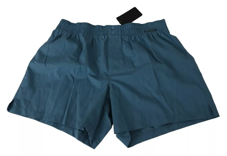 Boxers en coton bleu de Dolce & Gabbana, sous-vêtements pour homme, coupe régulière, détails de la marque visibles.
