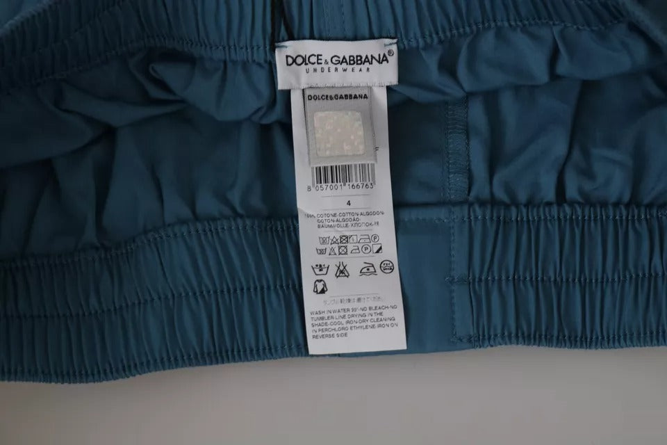 Boxers en coton bleu Dolce & Gabbana pour homme, coupe régulière, sous-vêtements confortables et élégants.