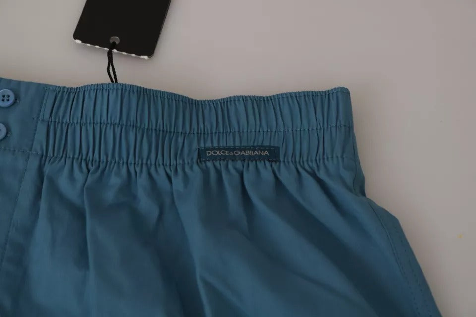 Boxers en coton bleu Dolce & Gabbana pour homme, sous-vêtements réguliers, coupe confortable et style élégant.