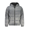 Veste grise en polyamide de Guess Jeans, coupe légère et décontractée, avec fermeture éclair et col montant visible.