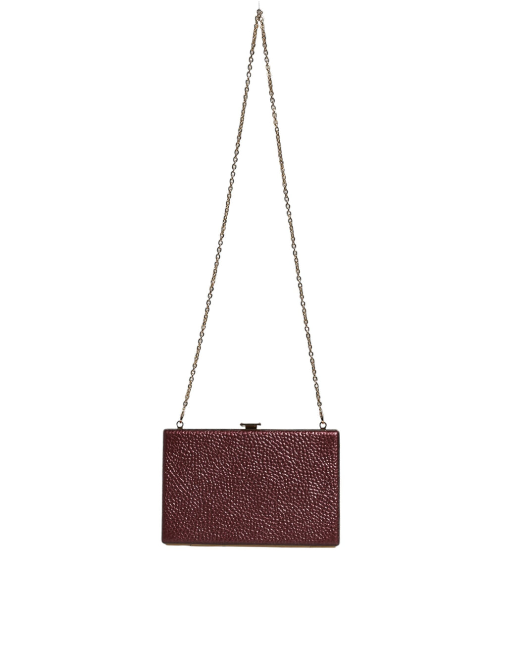 Sac clutch en cuir marron bivoque de soirée Dolce & Gabbana, élégant et compact avec bandoulière.